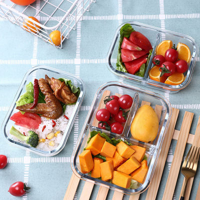 성인용 공기 밀착 유리 식사 준비 용기 마이크로 웨이브 안전 유리 점심 상자 뚜??