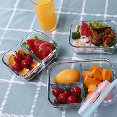 성인용 공기 밀착 유리 식사 준비 용기 마이크로 웨이브 안전 유리 점심 상자 뚜??