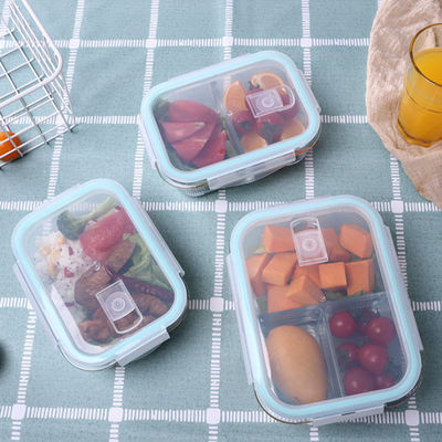 성인용 공기 밀착 유리 식사 준비 용기 마이크로 웨이브 안전 유리 점심 상자 뚜??