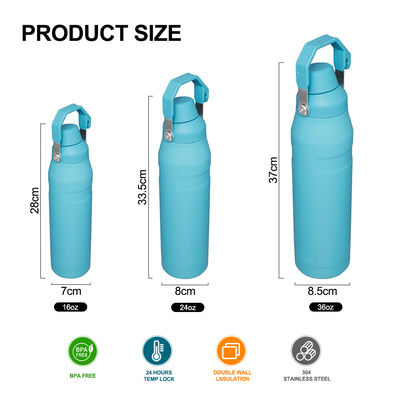 16oz/24oz/36oz 열 절연 스틸 물병 파우더 코팅