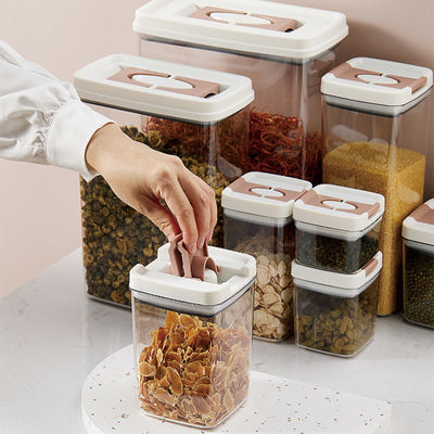선명한 BPA 무료 6 조각 세트 공기 밀착 쉬운 개방 뚜?? 곡물 밀봉 냄비 건조 식품 저장 컨테이너