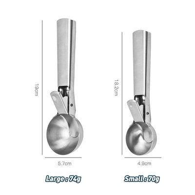 주방 도구 스테인리스 스틸 아이스크림 스쿠프와 쉬운 트리거 사용자 지정 로고와 4.8 * 18cm