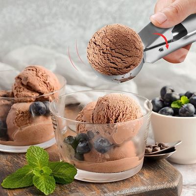 주방 도구 스테인리스 스틸 아이스크림 스쿠프와 쉬운 트리거 사용자 지정 로고와 4.8 * 18cm