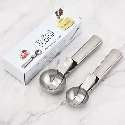 주방 도구 스테인리스 스틸 아이스크림 스쿠프와 쉬운 트리거 사용자 지정 로고와 4.8 * 18cm
