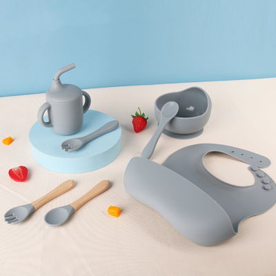 684g BPA 없는 비독성 실리콘 아기 먹이 세트 유아용 식기 세프