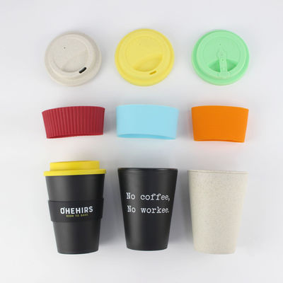 12oz 350ml PP 실리콘 커버 대나무 섬유 재사용 커피컵 뚜?? 이 있는 이상적인 선물 아이템