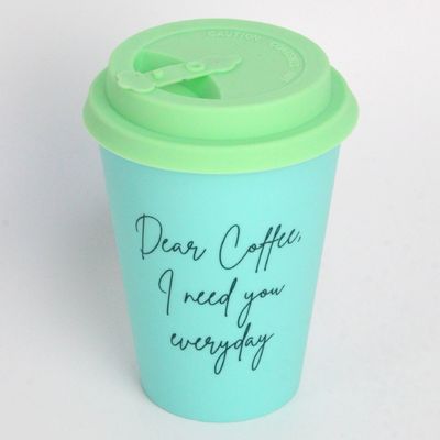 12oz 350ml PP 실리콘 커버 대나무 섬유 재사용 커피컵 뚜?? 이 있는 이상적인 선물 아이템