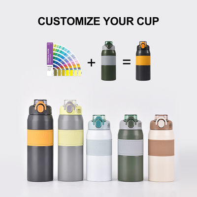 600ml/800ml 맞춤 단열 스테인레스 스틸 물병 빨대 및 휴대용 손잡이