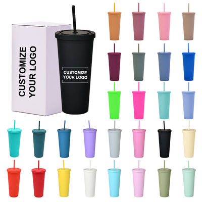 아메리칸 스타일 710ML / 24oz 재사용 가능한 BPA 없는 플라스틱 텀블러