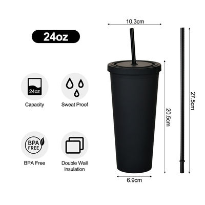 아메리칸 스타일 710ML / 24oz 재사용 가능한 BPA 없는 플라스틱 텀블러