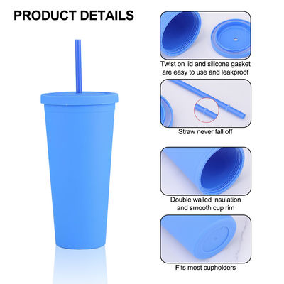 아메리칸 스타일 710ML / 24oz 재사용 가능한 BPA 없는 플라스틱 텀블러
