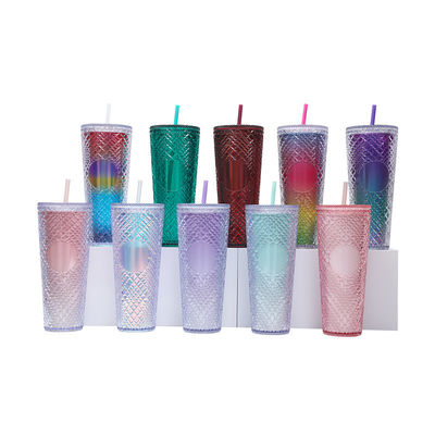 이 24oz/710ml 텀블러컵 BPA 무료 빨대 뚜?? 으로 이동 중에 좋아하는 음료를 즐겨보세요