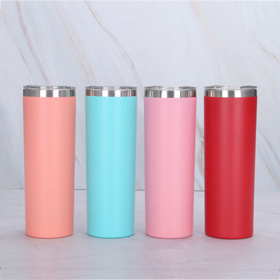 20OZ 용량 스테인리스 스틸 슬림 텀블러 슬라이딩 뚜?? 과 빨대 최상위 선택