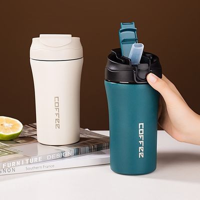 스테인레스 스틸 진공 단열 여행 커피 머그 14 온스/400 ml LID 및 빨대
