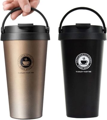 500ml 용량 열 누출 방지 스테인레스 스틸 진공 단열 여행 머그 손잡이