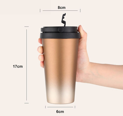 500ml 용량 열 누출 방지 스테인레스 스틸 진공 단열 여행 머그 손잡이