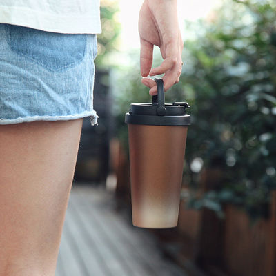 500ml 용량 열 누출 방지 스테인레스 스틸 진공 단열 여행 머그 손잡이