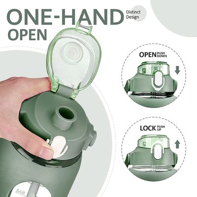 64온스 BPA 없는 유리 물병 빨대와 시간표가 있는 동기 부여 스포츠 병