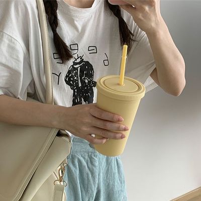 얼음 커피 여행 머그를 위해 짚과 뚜?? 의 사용자 지정 로고 물컵과 함께 재사용 가능한 플라스틱 AS PP 텀블러