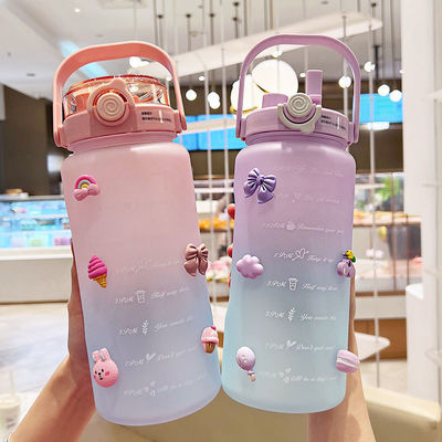 BPA 없는 64OZ 및 그라디언트 컬러 디자인을 가진 동기 부여 물병