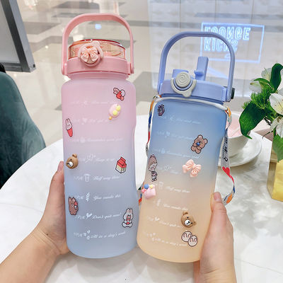 BPA 없는 64OZ 및 그라디언트 컬러 디자인을 가진 동기 부여 물병