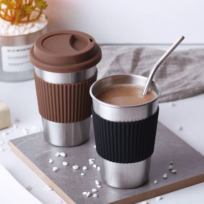 스테인레스 스틸 커피 머그 커스텀 17oz 더블 월 18/8 실리콘 장갑으로 텀블러