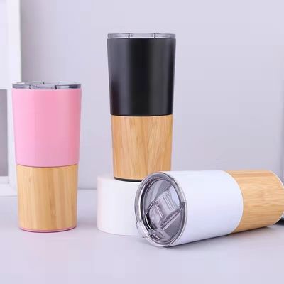 지속 가능한 20oz 반 대나무 껍질 진공 단열 텀블러 여행 커피 머그 용량