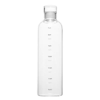 미니멀리즘 디자인 스타일 500ml BPA 없는 보로실리케이트 유리 물병 시간 표시기와 함께