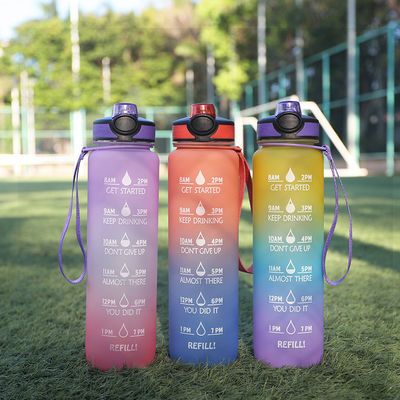1L 용량 스포츠 물병 시간 표시기와 직접 음료 빨대 BPA 무료