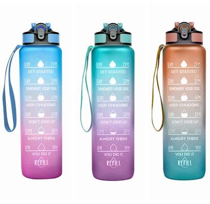 1L 용량 스포츠 물병 시간 표시기와 직접 음료 빨대 BPA 무료