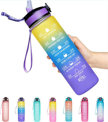 1L 용량 스포츠 물병 시간 표시기와 직접 음료 빨대 BPA 무료
