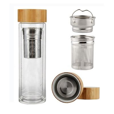 고 보로실리케이트 350ml 유리 물병과 함께 차와 물 분리 컵 인푸셔가 포함되어 있습니다