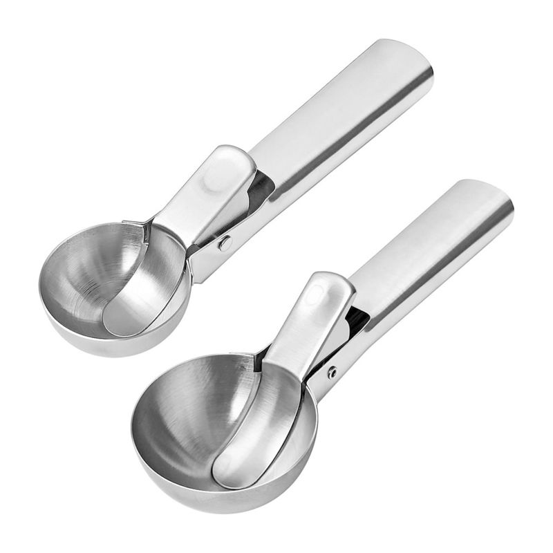 주방 도구 스테인리스 스틸 아이스크림 스쿠프와 쉬운 트리거 사용자 지정 로고와 4.8 * 18cm