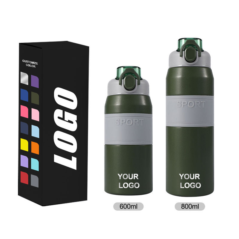 600ml/800ml 맞춤 단열 스테인레스 스틸 물병 빨대 및 휴대용 손잡이