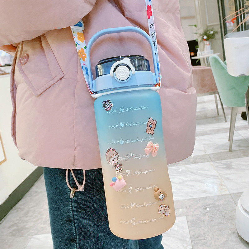 BPA 없는 64OZ 및 그라디언트 컬러 디자인을 가진 동기 부여 물병