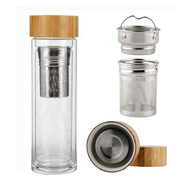 고 보로실리케이트 350ml 유리 물병과 함께 차와 물 분리 컵 인푸셔가 포함되어 있습니다